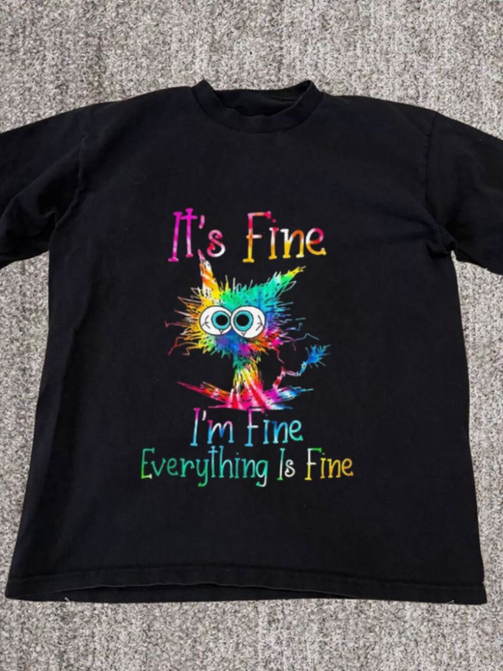 It's Fine I'm Fine Everything Is Fine Cat Meme Funny T-Shirt